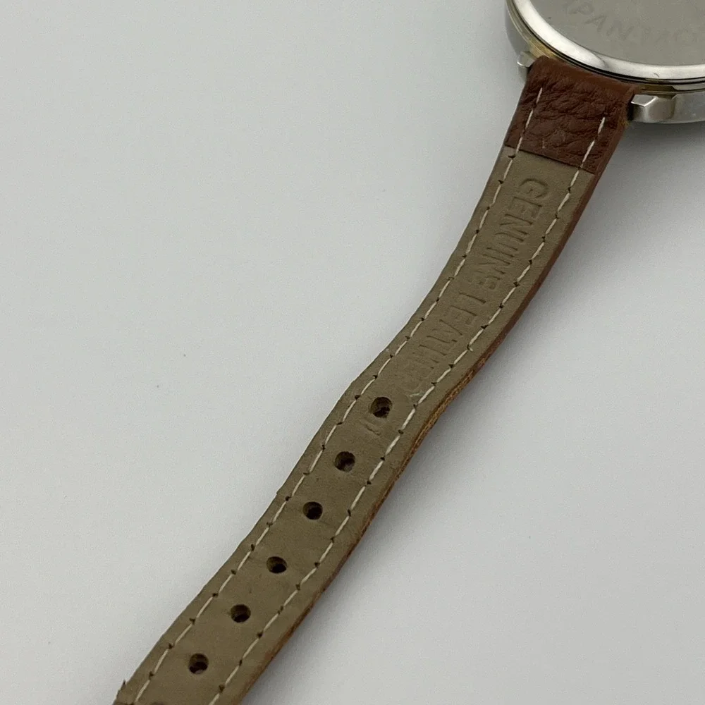 Francesca's Watch Women 38mm Gold Case Petite Leather Band-‎ New Battery